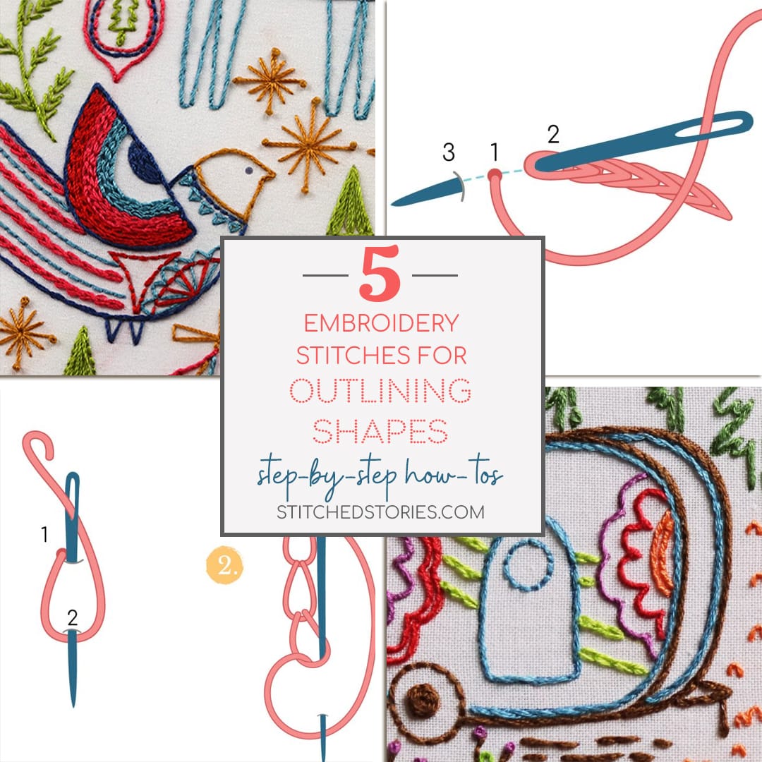 5 jessecmault stitches you can use to outline shapes  stitched stories