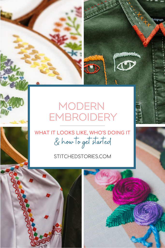 modern embroidery, what it looks like, who's doing it and how to get started, a blog post by Stitched Stories.