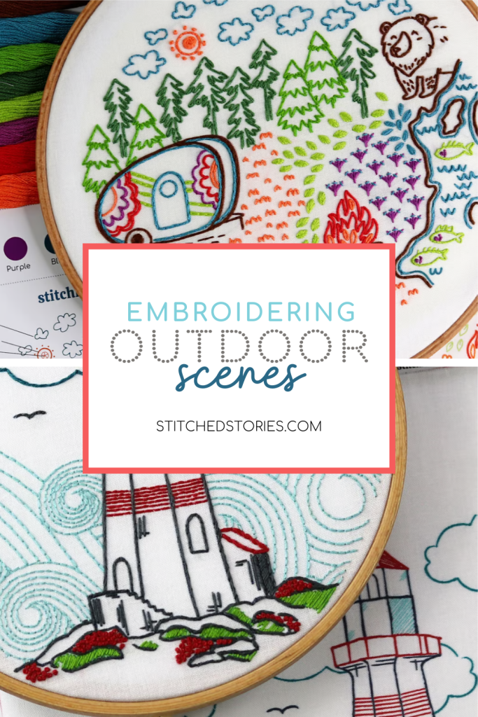 Title card for blog post called: Embroidering Outdoor Scenes