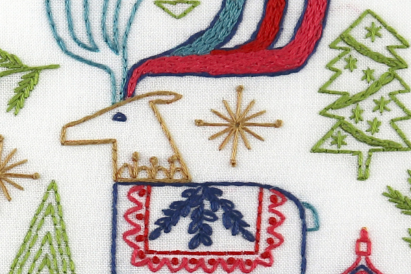 embroidered folk-art reindeer